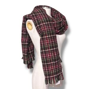 TREASURE & BOND Fringe Blanket Scarf Black Multi Plaid NWT!